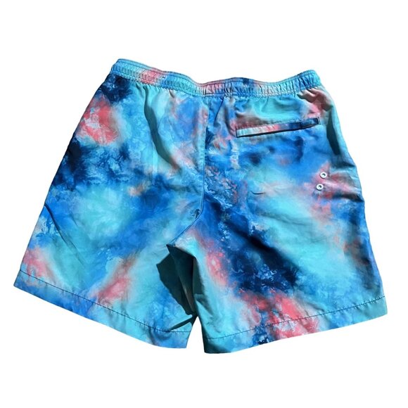American Eagle Mens Tie-Dye Swim Trunks Size M Blue & Pink Elastic Waist Drawstr - Picture 3 of 4